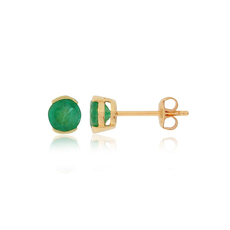 Irisa by Martin Binder Yellow Gold Round Emerald Stud Earrings