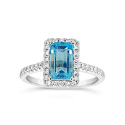 Irisa by Martin Binder Aquamarine & Diamond Halo Ring