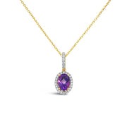 Irisa by Martin Binder Oval Amethyst & Diamond Halo Necklace