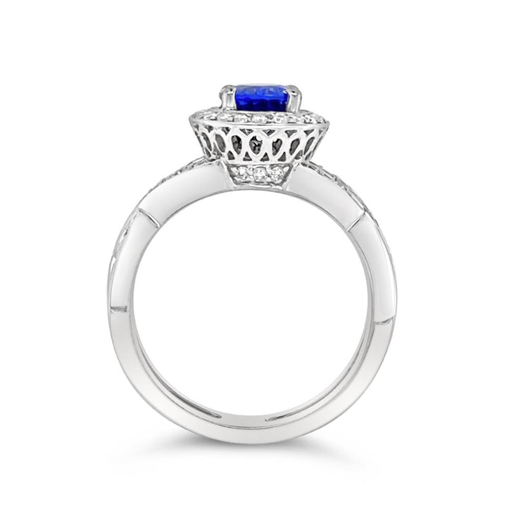 Irisa by Martin Binder Blue Sapphire & Diamond Bypass Ring