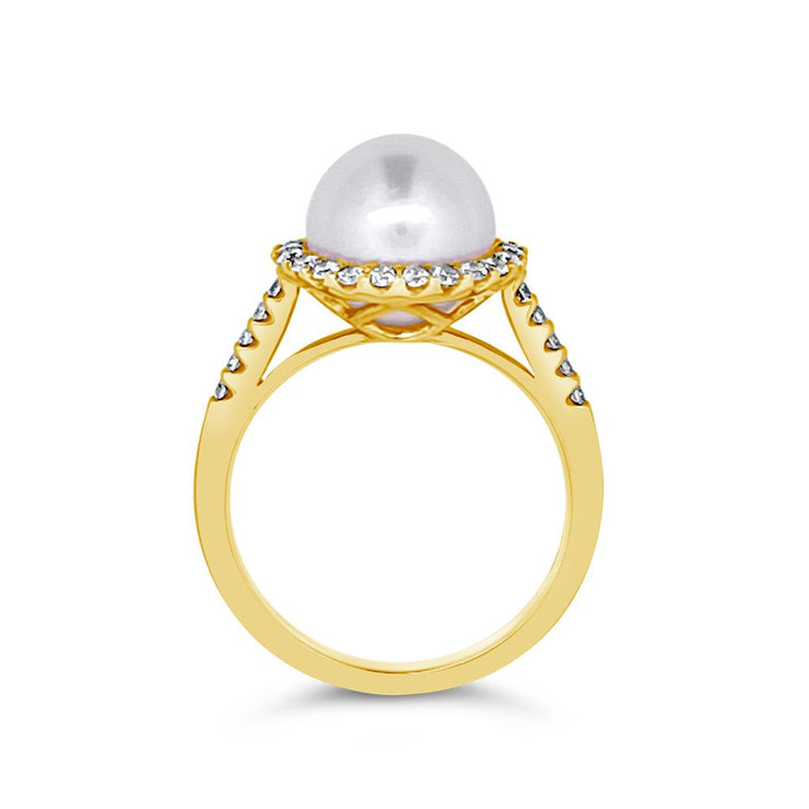 Miyana by Martin Binder Akoya Pearl & Diamond Halo Ring