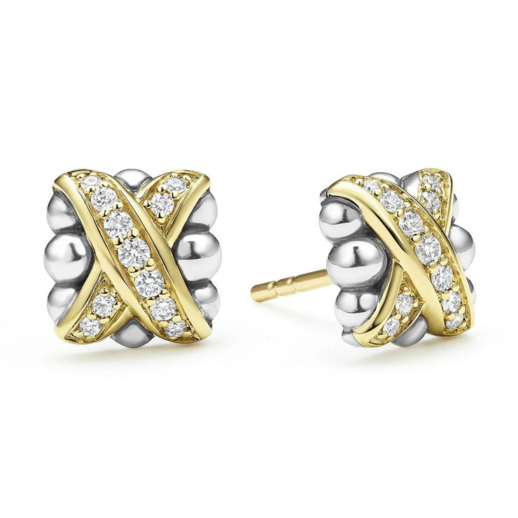 LAGOS Embrace Two-Tone Diamond X Stud Earrings