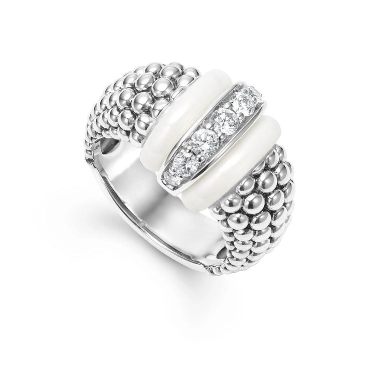 LAGOS White Caviar Ceramic Diamond Ring