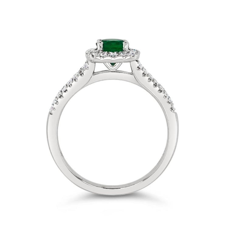 Irisa by Martin Binder Emerald & Diamond Halo Ring
