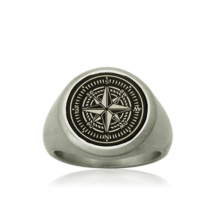 SteelX Compass Signet Ring