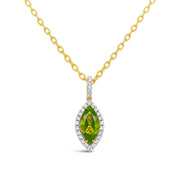 Irisa by Martin Binder Marquise Peridot & Diamond Halo Necklace
