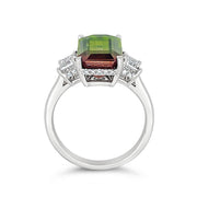 Irisa by Martin Binder Bi-Color Tourmaline & Diamond Three Stone Ring