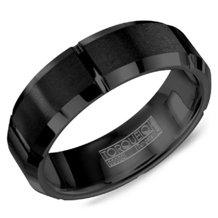 Crown Ring Torque Black Tungsten 7mm Wedding Band