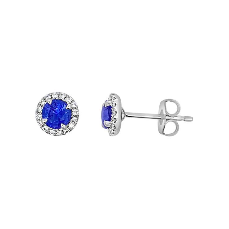 Irisa by Martin Binder Blue Sapphire & Diamond Halo Earrings