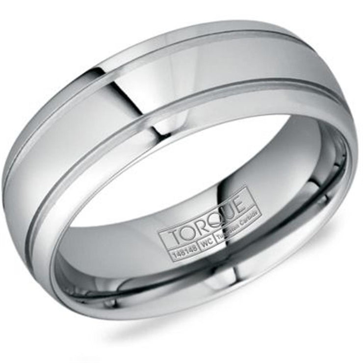 Crown Ring Torque Grey Tungsten 8mm Wedding Band