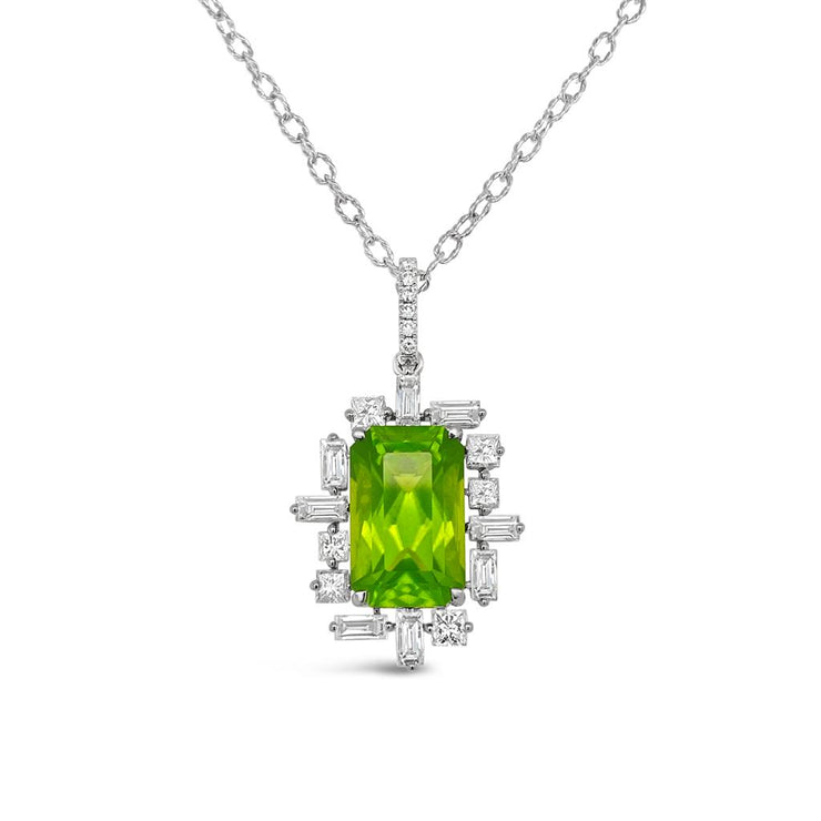 Irisa by Martin Binder Peridot & Diamond Art Deco Halo Necklace