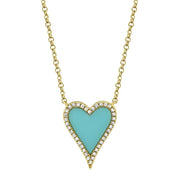 Shy Creation Diamond & Composite Turquoise Heart Necklace