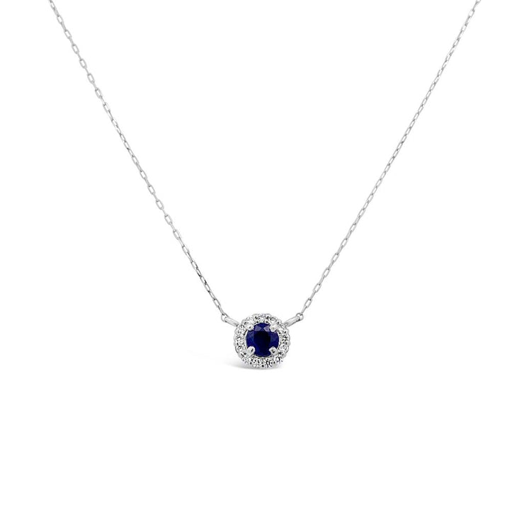 Irisa by Martin Binder Blue Sapphire & Diamond Halo Stationary Necklace