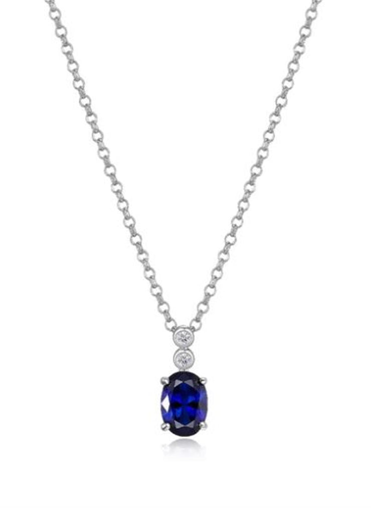 Elle Blue Star Oval Sapphire Necklace