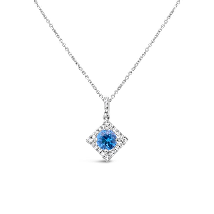 Irisa by Martin Binder Blue Zircon & Diamond Square Necklace