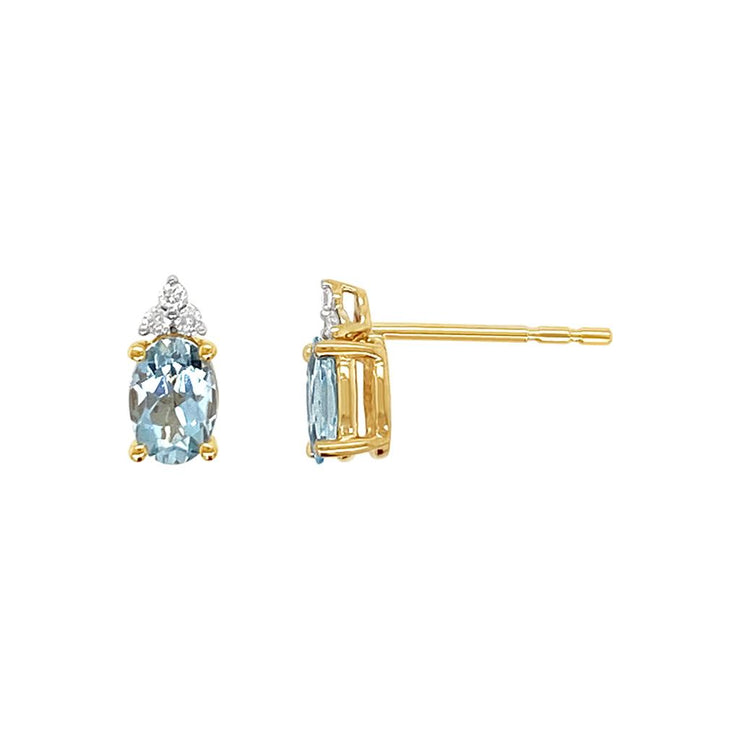Irisa by Martin Binder Oval Aquamarine & Diamond Stud Earrings
