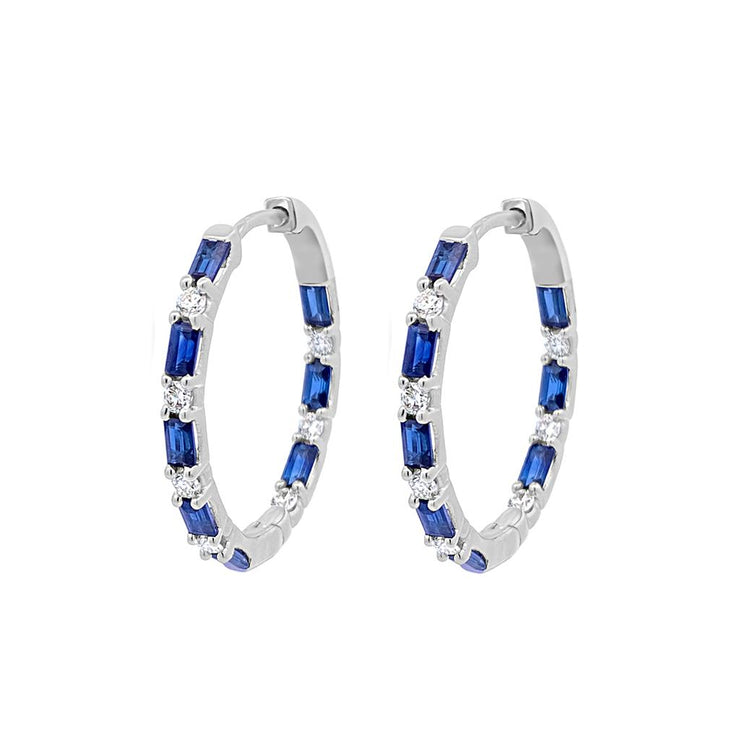 Irisa by Martin Binder Blue Sapphire & Diamond Oval Hoop Earrings