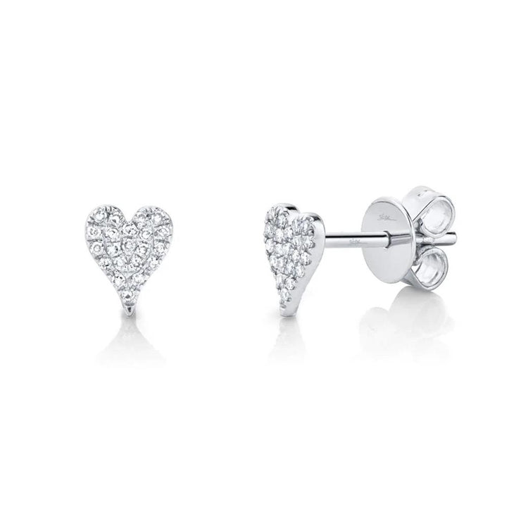 Shy Creation Diamond Pave Heart Stud Earrings