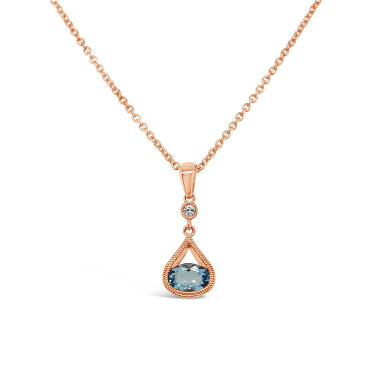 Irisa by Martin Binder Oval Aquamarine & Diamond Dangle Necklace