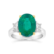 Irisa by Martin Binder Platinum Emerald & Diamond Three Stone Ring