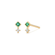 Aurelie Gi Emmie Emerald & Diamond Stud Earrings