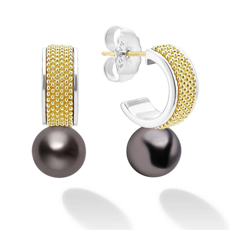 LAGOS Luna Two-Tone Tahitian Black Pearl Earrings