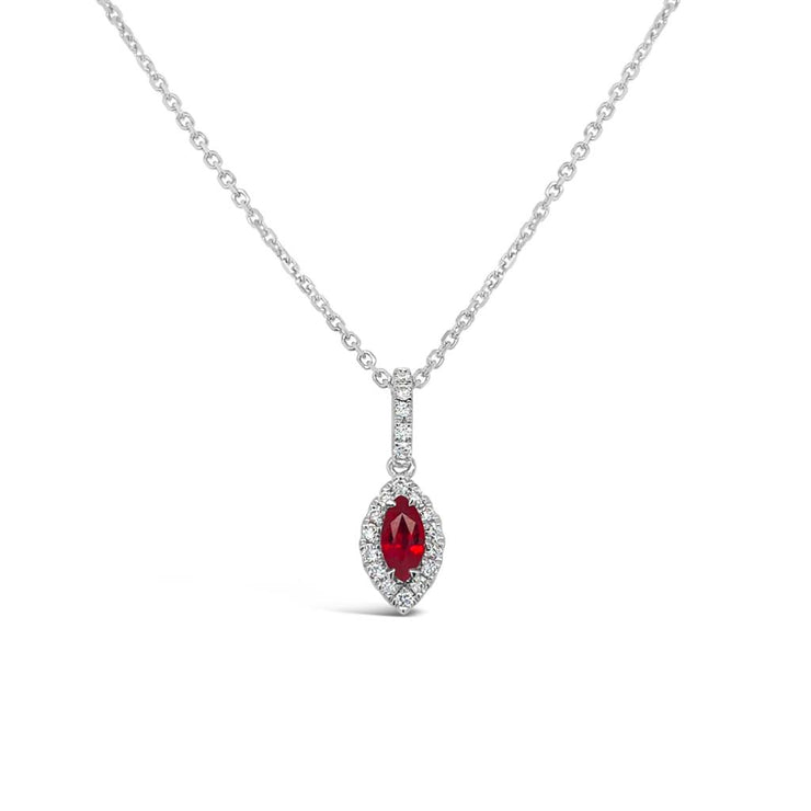Irisa by Martin Binder Marquise Ruby & Diamond Halo Necklace
