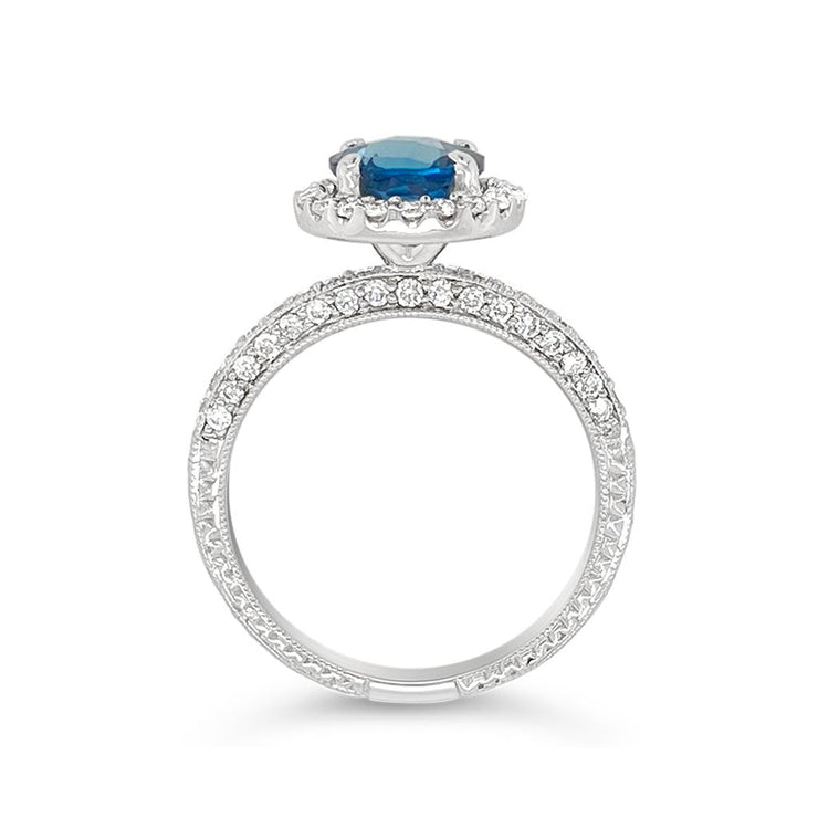Irisa by Martin Binder London Blue Topaz & Diamond Halo Ring