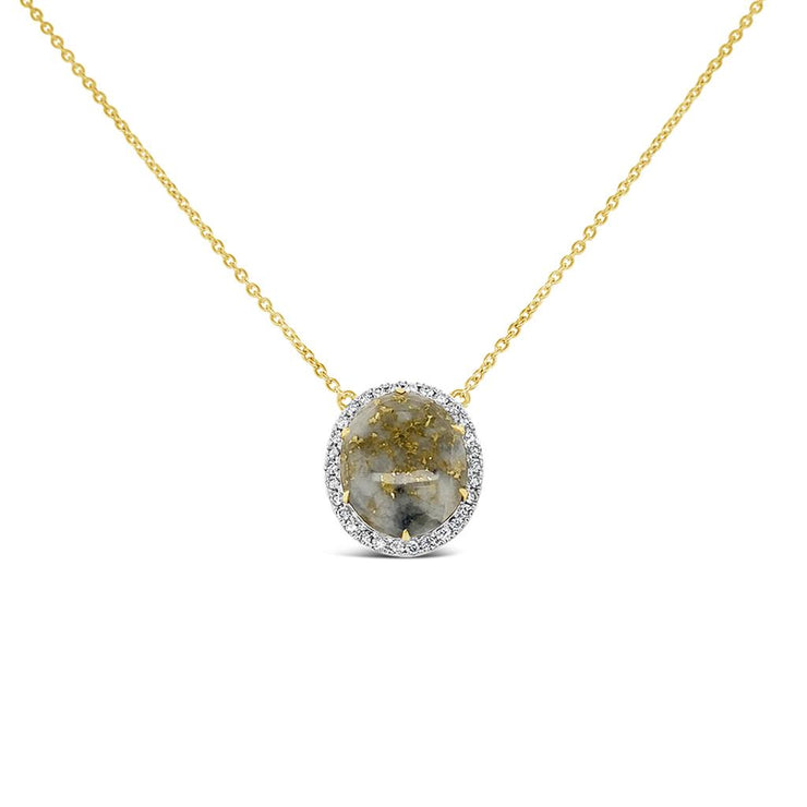 Irisa by Martin Binder Quartz & Gold Diamond Halo Necklace
