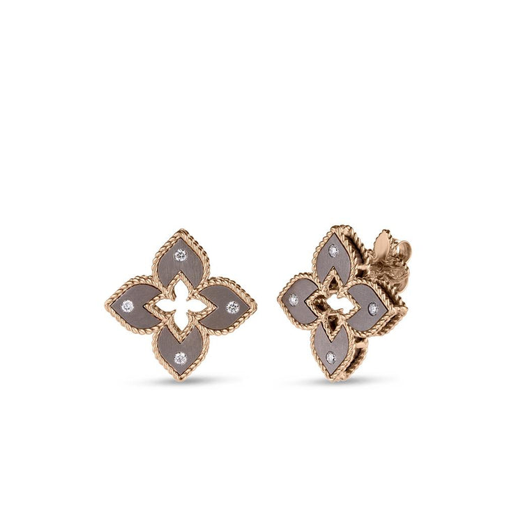 Roberto Coin Venetian Princess Diamond & Titanium Flower Earrings