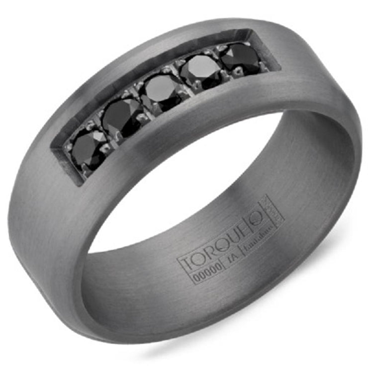 Crown Ring Torque Grey Tantalum 8mm Black Diamond Wedding Band