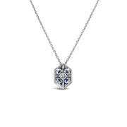 Irisa by Martin Binder Ornate Blue Sapphire & Diamond Double Halo Pendant