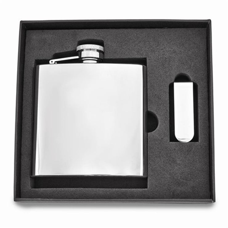 Engravable Flask & Money Clip Gift Set