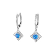 Irisa by Martin Binder Blue Zircon & Diamond Square Dangle Earrings