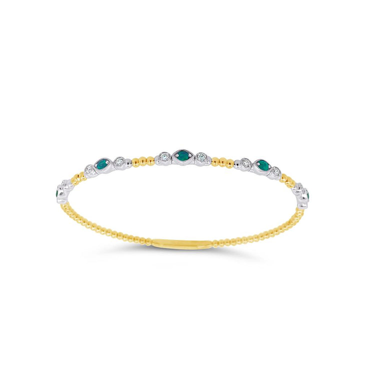 Irisa by Martin Binder Emerald & Diamond Flexible Stacking Bangle Bracelet