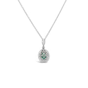 Irisa by Martin Binder Emerald & Diamond Halo Pendant Necklace