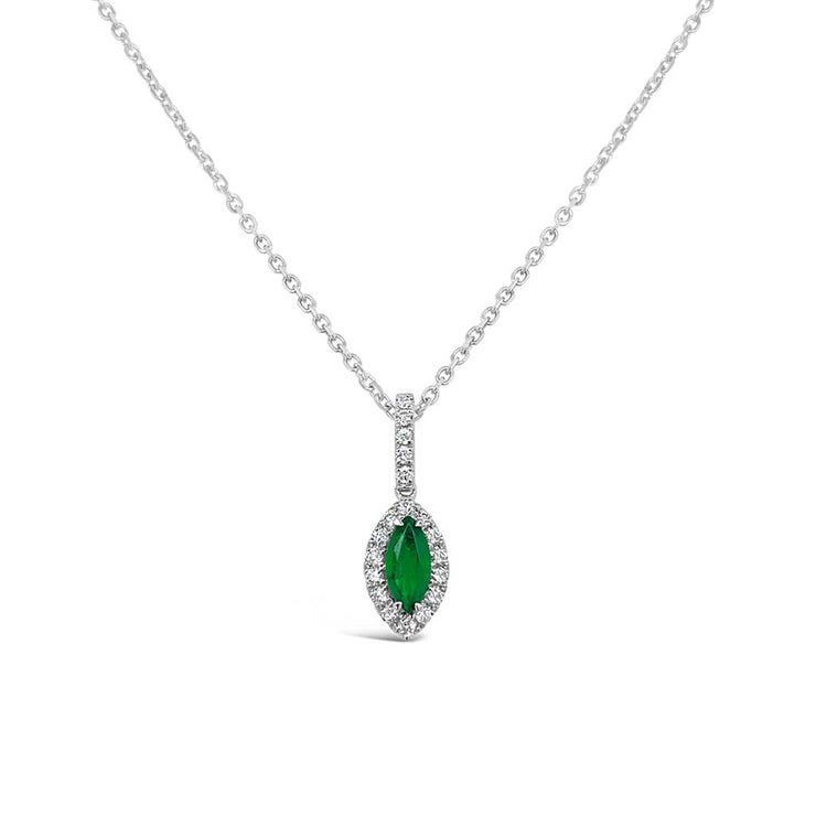 Irisa by Martin Binder Marquise Emerald & Diamond Halo Necklace