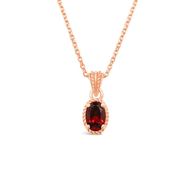 Irisa by Martin Binder Rose Gold Garnet Pendant Necklace (6x4mm)