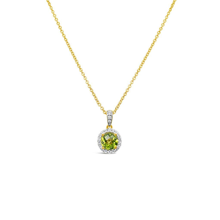 Irisa by Martin Binder Peridot & Diamond Halo Pendant Necklace