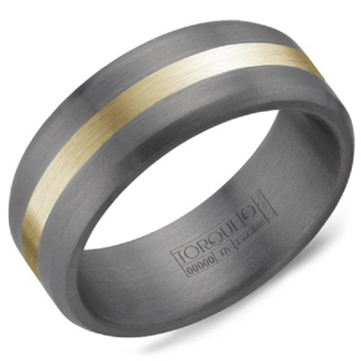 Crown Ring Torque Grey Tantalum & Yellow Gold 8mm Wedding Band