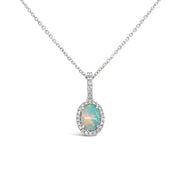 Irisa by Martin Binder Oval Opal & Diamond Halo Necklace