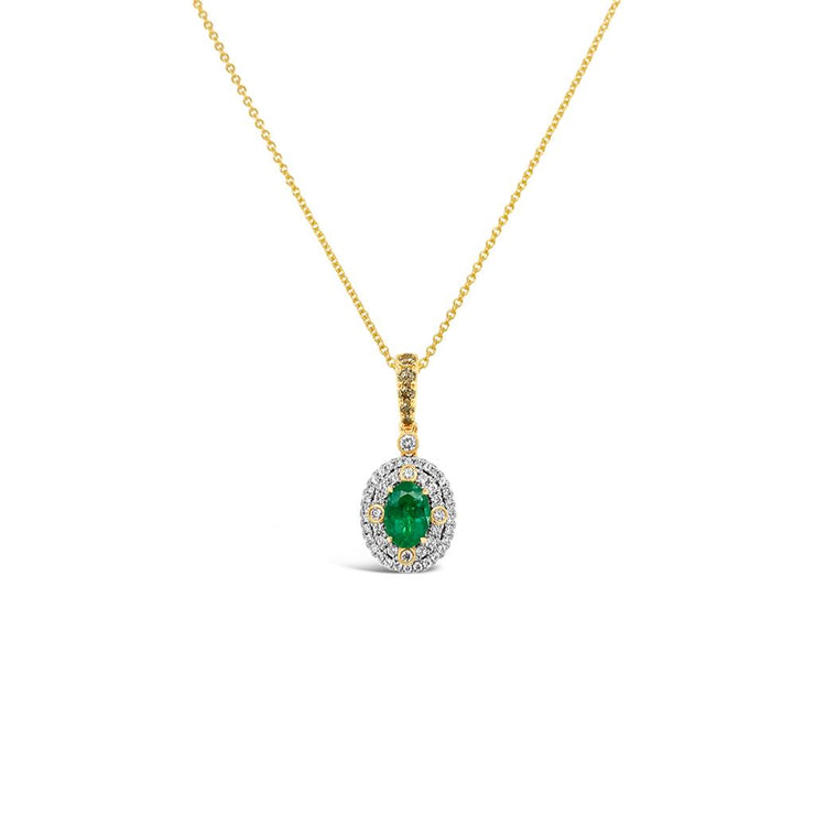Irisa by Martin Binder Emerald & Halo Diamond Pendant