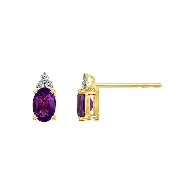 Irisa by Martin Binder Oval Amethyst & Diamond Stud Earrings