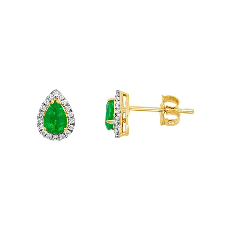 Irisa by Martin Binder Pear Emerald & Diamond Halo Earrings