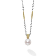 LAGOS Luna Two-Tone Caviar Beaded Pearl Pendant Necklace
