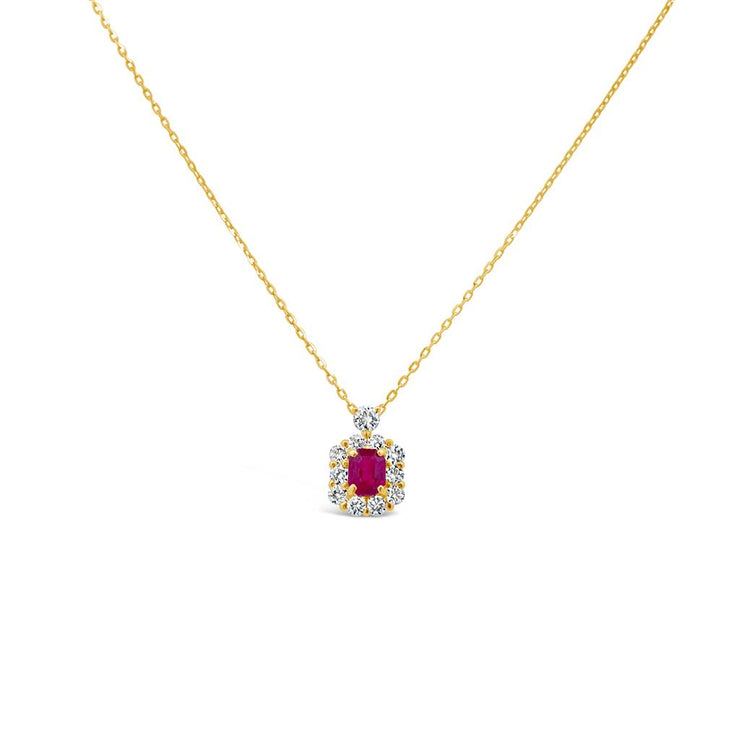 Irisa by Martin Binder Ruby & Diamond Halo Necklace