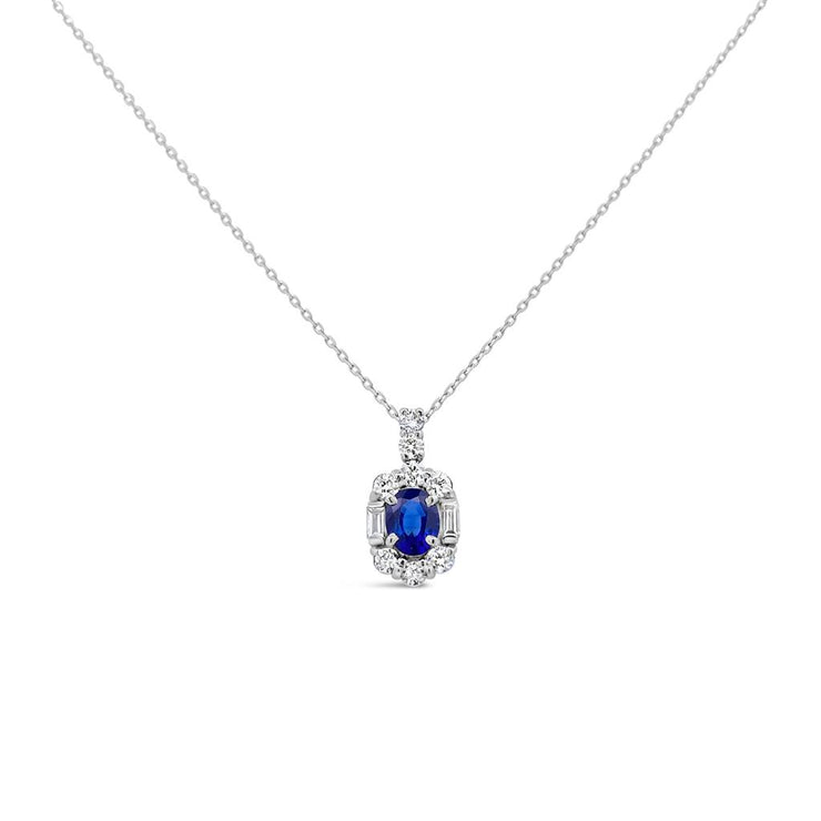 Irisa by Martin Binder Blue Sapphire & Diamond Halo Necklace