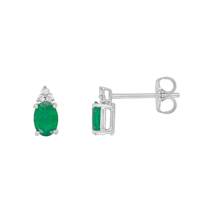 Irisa by Martin Binder Oval Emerald & Diamond Stud Earrings