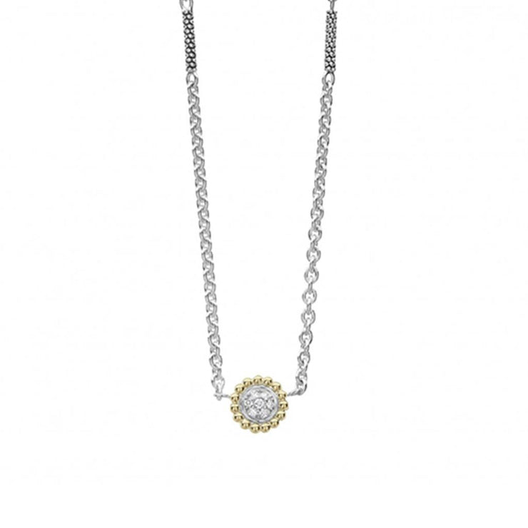 LAGOS Diamond & Caviar Beaded Pendant Necklace