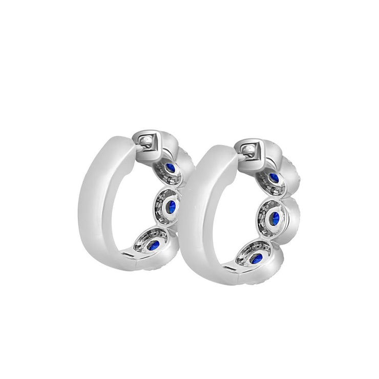 Irisa by Martin Binder Blue Sapphire & Diamond Halo Hoop Earrings